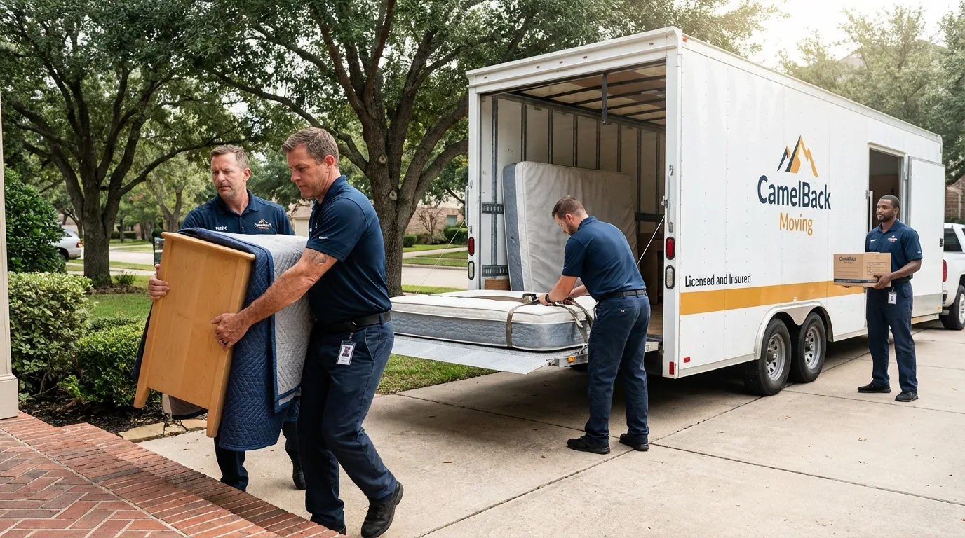 Crew loading residential truck for cross-state move from Brewster, NY